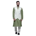 thumbnail image 1 of Atasi Cotton Mens Kurta Pajama With Jacket Indian Mandarin Ethnic Wear Set, 1 of 1