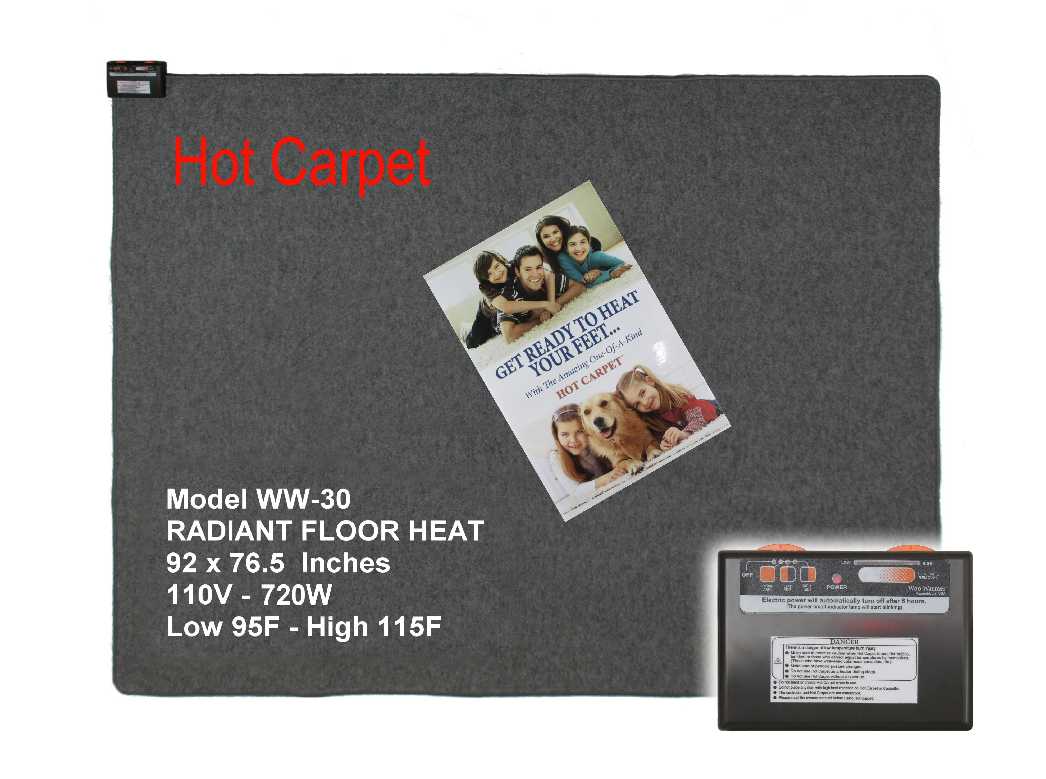 Woo Warmer Hot Carpet Under Rug Instant Radiant Floor Heater Electric