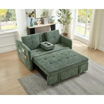 Noodeniya 57" 3 In 1 Convertible Sleeper Couch Bed with two cup holders, pull out sofa bed with USB and Side Pocket, Green