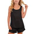 thumbnail image 2 of ITSAME Girls Outfit Set 2-Piece, Loose Fit Crewneck Tank Top and Shorts Summer Lightweight Loungewear Set 2-Piece Black 5-6T, 2 of 8