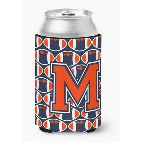 Letter M Football Orange, Blue & White Can or Bottle Hugger