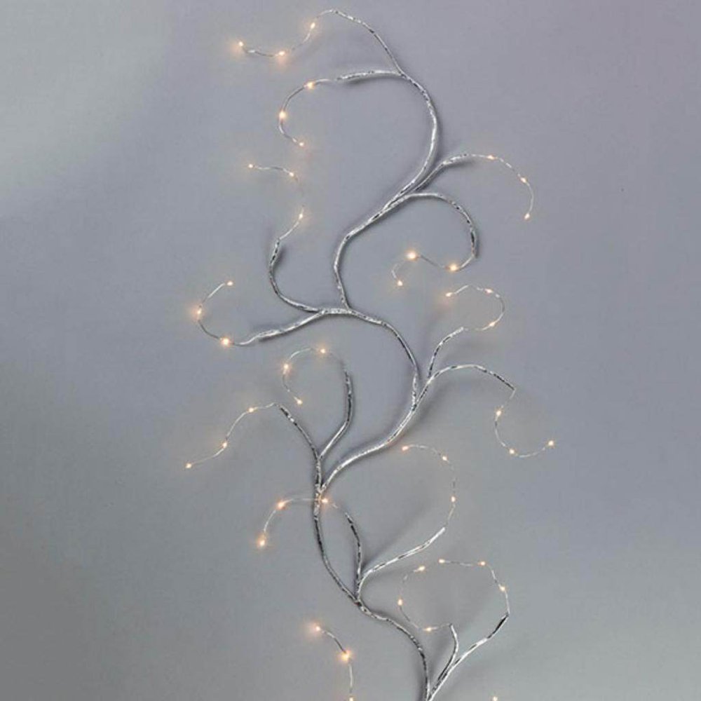 Gerson 44419 6FT Matte Silver Indoor/Outdoor Lighted Garland Battery Operated Lighted Garland