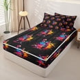 thumbnail image 2 of Castle Fairy Sport Handball Zipper Full Size Comforter Sets with Fitted Sheet and 2 Pillowcases, Ball Gamer Splash Zipper Bedding Set, Black Pink Orange,4pcs,Black Reversible, 2 of 6