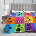 thumbnail image 4 of Kll Fleece Blanket Plush Throw Blanket Doodle Faces Emotions,Soft Fuzzy Cozy Flannel Blanket For Couch Sofa Bed.(50"X40"), 4 of 9