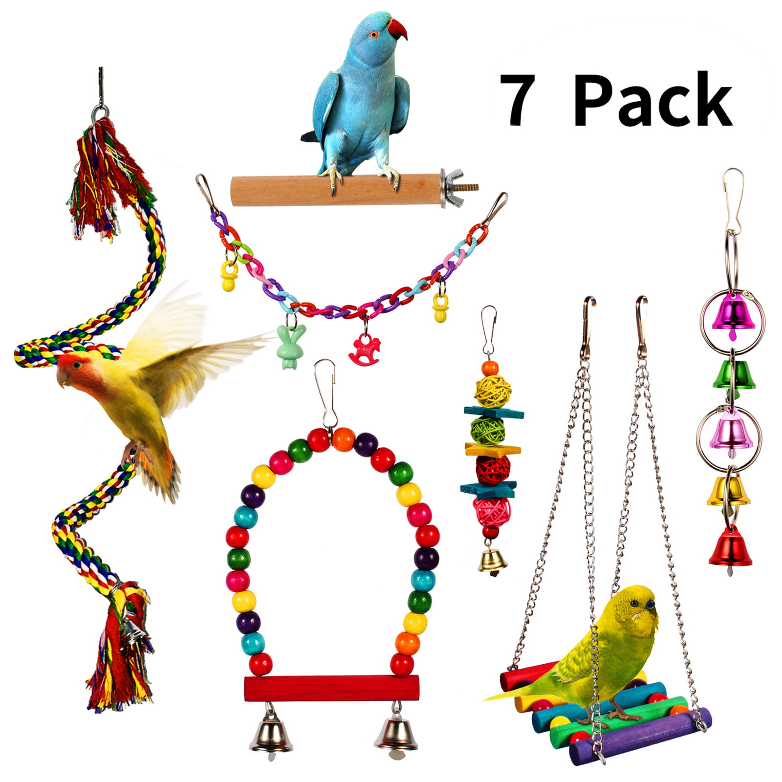 Chew Toy Hang Rope Playing Toys Game Pet Bird Parrot Swing Hanging Toys Q 