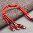thumbnail image 2 of 3-in-1 Nylon Braided Universal USB Charging Cable Compatible with i-Product/Type-C/Micro USB Devices, Blue, 2 of 8