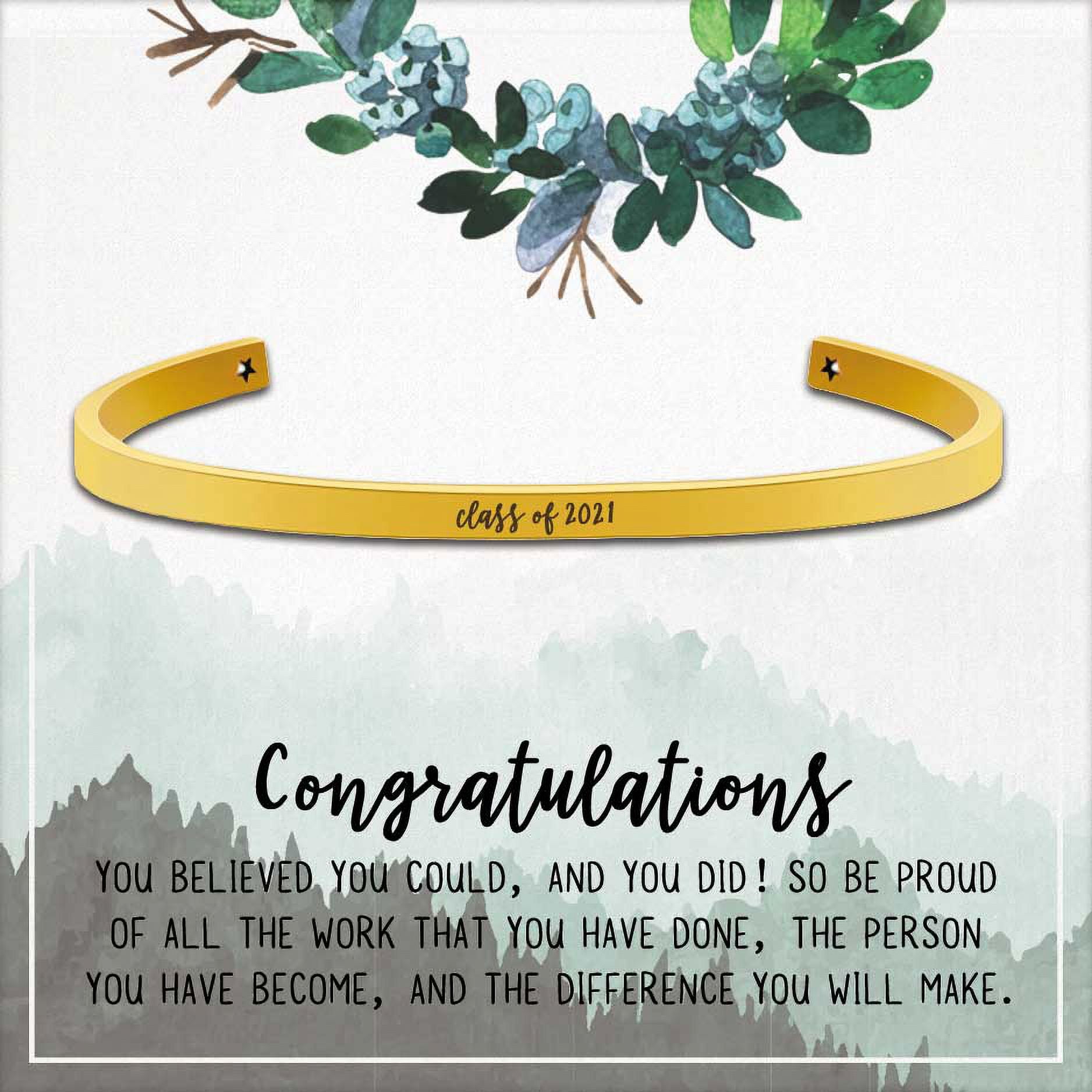 Anavia Enjoy the Journey Graduation Gift for Best Friend - Class of 2021 College Graduation Gift for Friend - Stainless Steel Bangle Gift