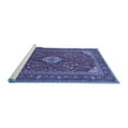 thumbnail image 2 of Ahgly Company Machine Washable Indoor Round Medallion Blue Traditional Area Rugs, 3' Round, 2 of 4