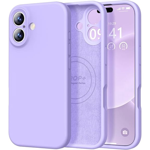 ZHU997 Magnetic Compatible with iPhone 17 Case (Compatible with Magsafe) (Upgraded Camera Protection) Liquid Silicone Shockproof Full Body Protective Phone Cover for Women Men, Light Purple, 6.3"