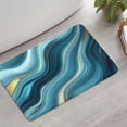 thumbnail image 2 of Blue Gold Marble Pattern Bathroom Rugs Mat,Non Slip Microfiber Bathroom Rug,Rubber Backing,Soft Bathroom Mats for Bathroom Floor,Tub and Shower,17x27in(43x68cm), 2 of 5