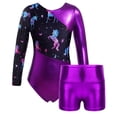 thumbnail image 1 of Alvivi Kids Girls Gymnastic Ballet Dance Performance Outfits Printed Leotard+Shorts Set, 1 of 7