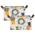 Christmas Cats and Leaves Foldable Storage Large Fabric Storage Baskets