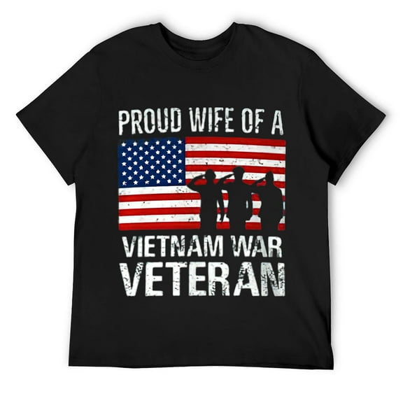 Mens Proud Wife Vietnam War Veteran Husband Wives Matching Design T-Shirt Black