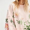 thumbnail image 5 of Crewneck Sweatshirts Women Floral Print Comfort Colors Sweatshirt Pullover Casual Shirts for Women Casual Tops for Women Crew Neck Graphic,Pink,L, 5 of 8