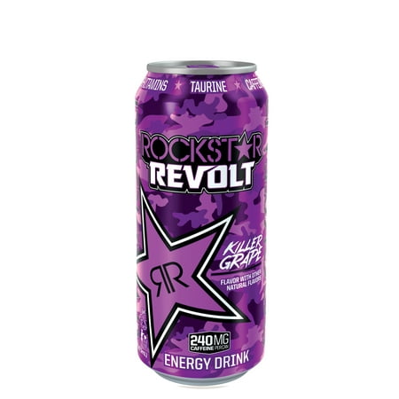 Rockstar Revolt Energy Drink, Grape, 16 oz Cans, 24 Count
