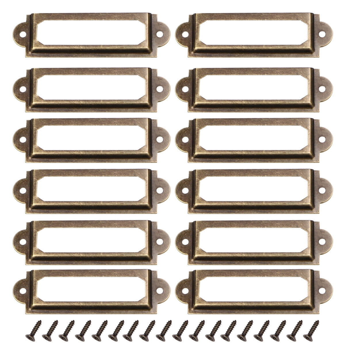 25 Pcs Retro Metal File Drawer Tag Labels Pull Labels Holder Tag Holder