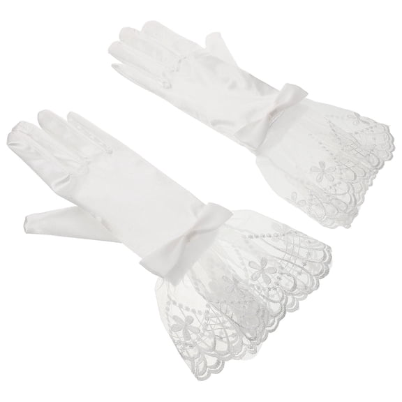 HEANUJJ White Lace Gloves Women Formal Events White 1 Pair