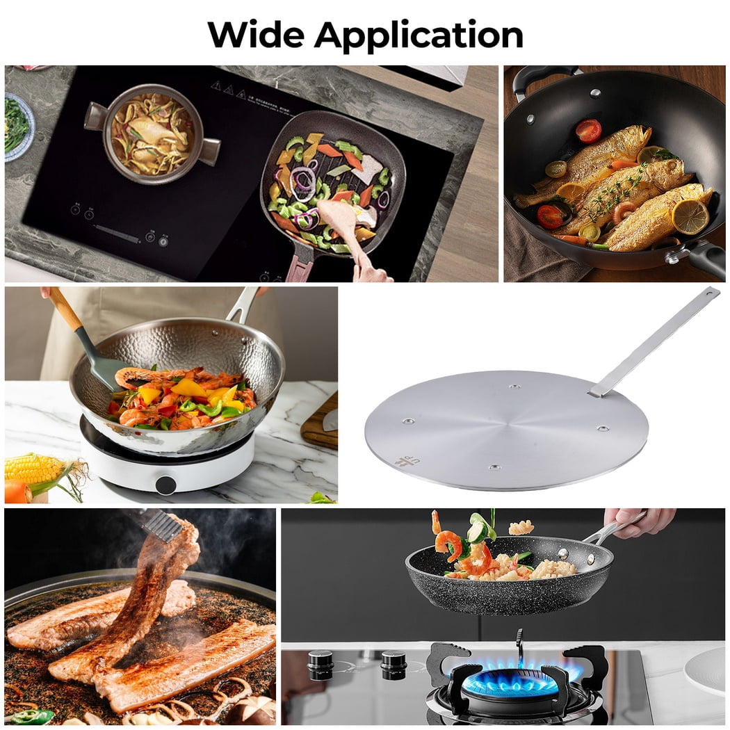Heat Diffuser for Glass Cooktop, Fast Heat Distribution Aluminum Alloy Induction Diffuser Plate for Induction Electric Gas Glass Cooktop, Induction Plate Adapter Converter with Removable Handle