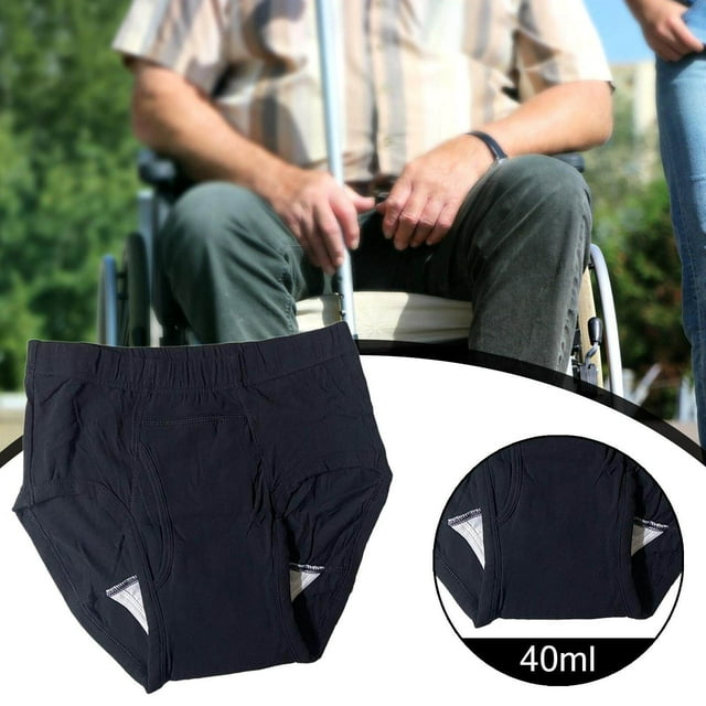 pitrice Couche d'Incontinence pour Hommes, Étanche, Lavable, Confortable, pour Incontinence, Noir, TG