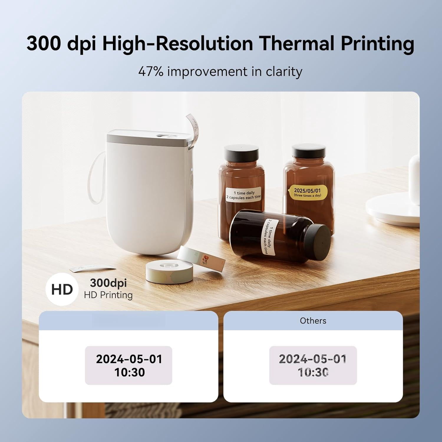 D11 Version Label Maker Machine With 3 Rolls Tape  300dpi Printer Portable Thermal Sticker For Organizing Home Office School White