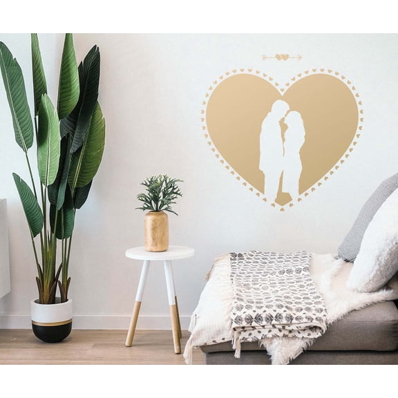 Couple in a Heart Stencil - Art and Wall Stencil (6"x6")