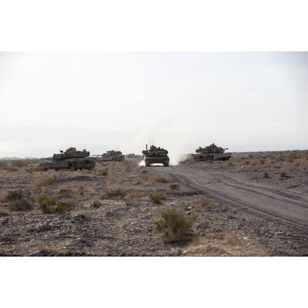 1st Marine Tank Battalion (LAMINATED POSTER M1A1 Abrams tanks assigned to Alpha Company, 1st Tank Battalion, 1st Marine Division provide route s Poster Print 24 x)