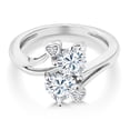 thumbnail image 2 of Gem Stone King 10K White Gold Diamond Accent Ring Aquamarine Moissanite (1.56 Cttw), 2 of 6