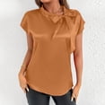 thumbnail image 6 of Rezuofi 1 Pcs Business Casual Tops for Women Blouses Dressy 2025 Summer Short Sleeve Ruffle Satin Work Office Attire, 6 of 6