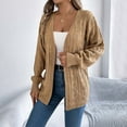 thumbnail image 6 of Gyexs Cardigan Sweaters for Women Long Sleeve Crochet Cardigan Fall Winter Homewear Clothes (Khaki, Size S), 6 of 7