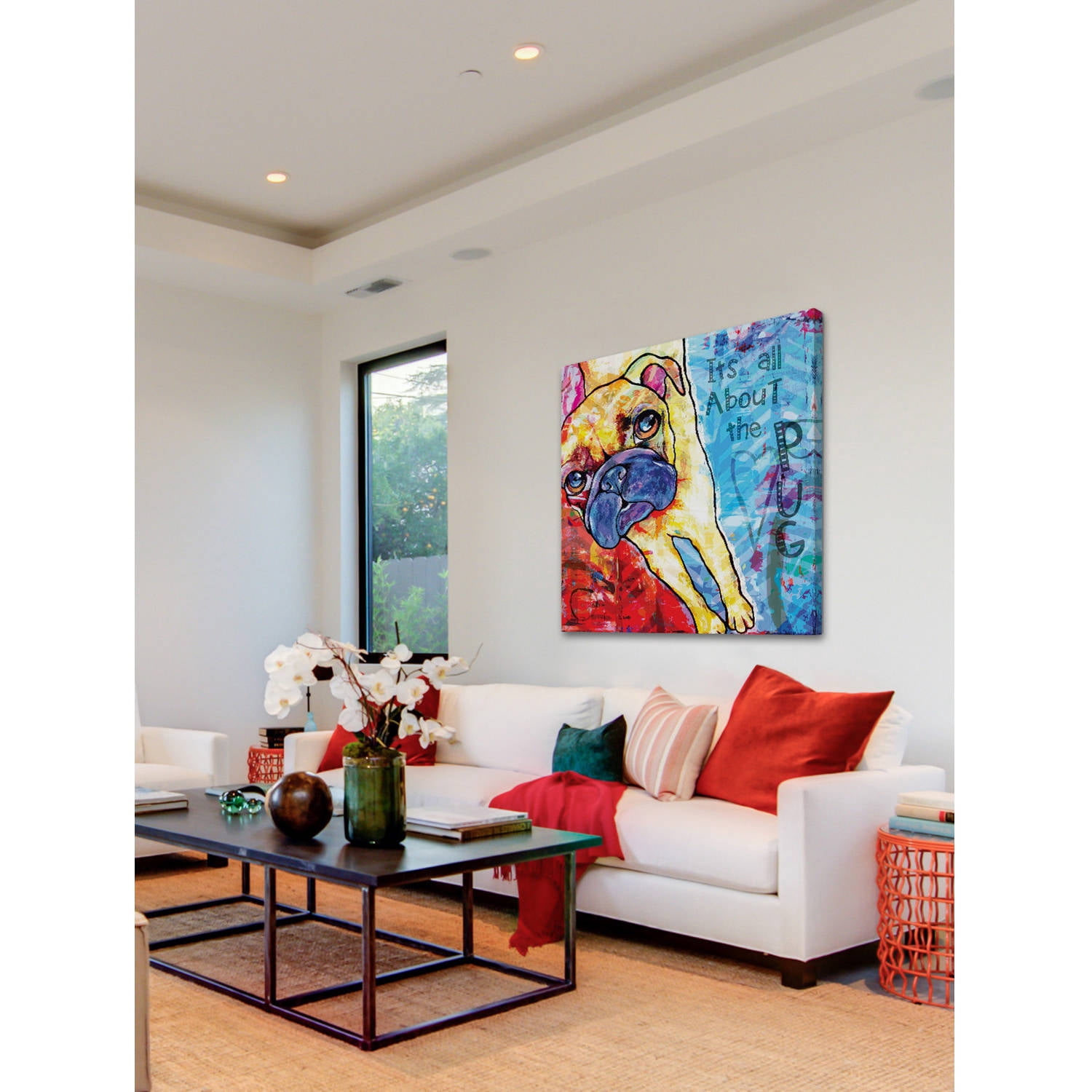 Marmont Hill "Pug II Pop Art" by Stephanie Gerace Painting Print on Wrapped Canvas