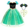 thumbnail image 1 of Vestidos de Anna para niños, vestido de princesa, disfraz de Cosplay para niña, ropa de verano para Halloween, cumpleaños, Carnaval, bata de fiesta, 1 of 4