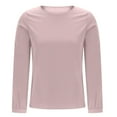 thumbnail image 6 of Levmjia Womens Casual Tops Long Sleeve Blouse Cotton Round Neck Solid Color Loose Fit Comfortable Shirt for Work Office Travel Spring Fall All Season, 6 of 7