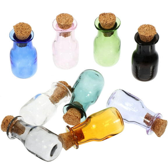 Homoyoyo Mini Glass Wishing Bottles 9pcs Vintage Style Portable Decorative Bottles for Crafts and