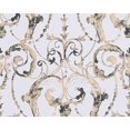 thumbnail image 1 of Flock 4, Glamour Baroque Flower Striped Gloss Embossed White Wallpaper Roll, 1 of 2