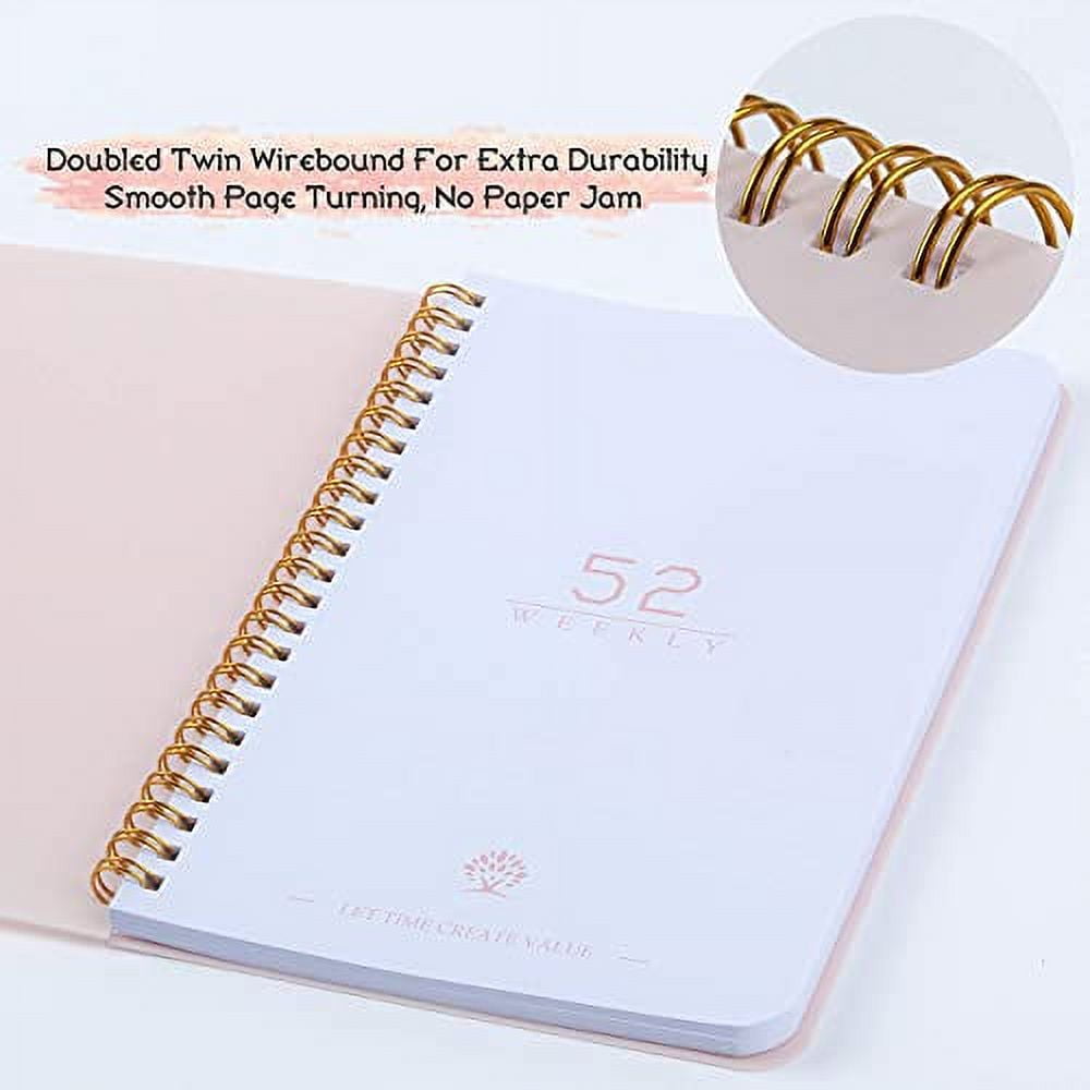 Undated Weekly Goals Notebook, A5 To Do List Planner with Spiral Binding,  5.7 x 8.0 inches