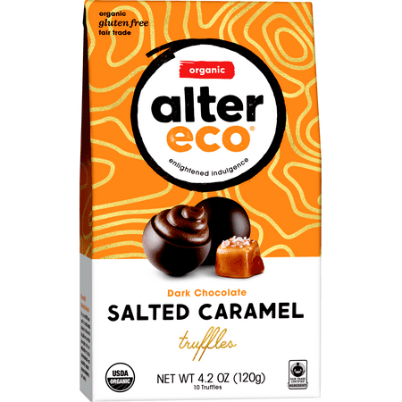 ALTER ECO, ORGANIC SALTED CARAMEL TRUFFLES, DARK CHOCOLATE