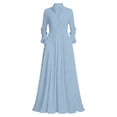 thumbnail image 7 of Miqool Women's Casual Maxi Dress Puff Long Sleeve Stand Collar Button Front Flowy Loose Fit Long Dress with Pockets, 7 of 7
