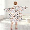 thumbnail image 2 of Basketball and Blast White Pattern Flannel Blanket Hoodies for Teens ,Teens Oversize Sherpa Wearable Hooded Blanket Sweatshirt with Super Pockets, 2 of 5