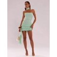 thumbnail image 3 of Mint Green Women's Solid Color Ruffled Hem Bandeau Dress, Dresses For, 3 of 7