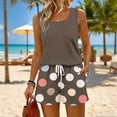 thumbnail image 2 of Two Piece Sets for Women Summer Lounge Womens Short Sets Beach Vacation Sleeveless Tank Top Square Neck Drawstring Polka Dots Travel Outfits Brown XXL, 2 of 8