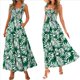 thumbnail image 3 of Vestido Maxi Bohemio de Verano para Mujer, Sin Mangas, Fruncido, con Tirantes Finos, Corte en A, Holgado, para Playa, , Verde, Talla L, 3 of 7