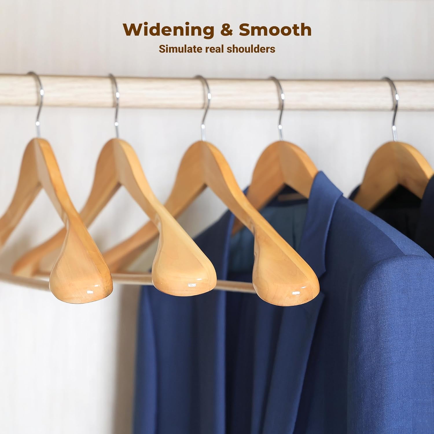Coat Hanger 8-Pack,  Wood Hangers Trouser Hangers Extra Wide Shoulder Wooden Hangers for Heavy Coat, Sweater, Skirt, Suit, Pants, Retro Finish