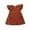 Brown, variant on Coerni Toddler Girls Solid Color Flying Short Sleeves Knitted Stripes Dress Girls Summer Round Neck Dress with Pocket