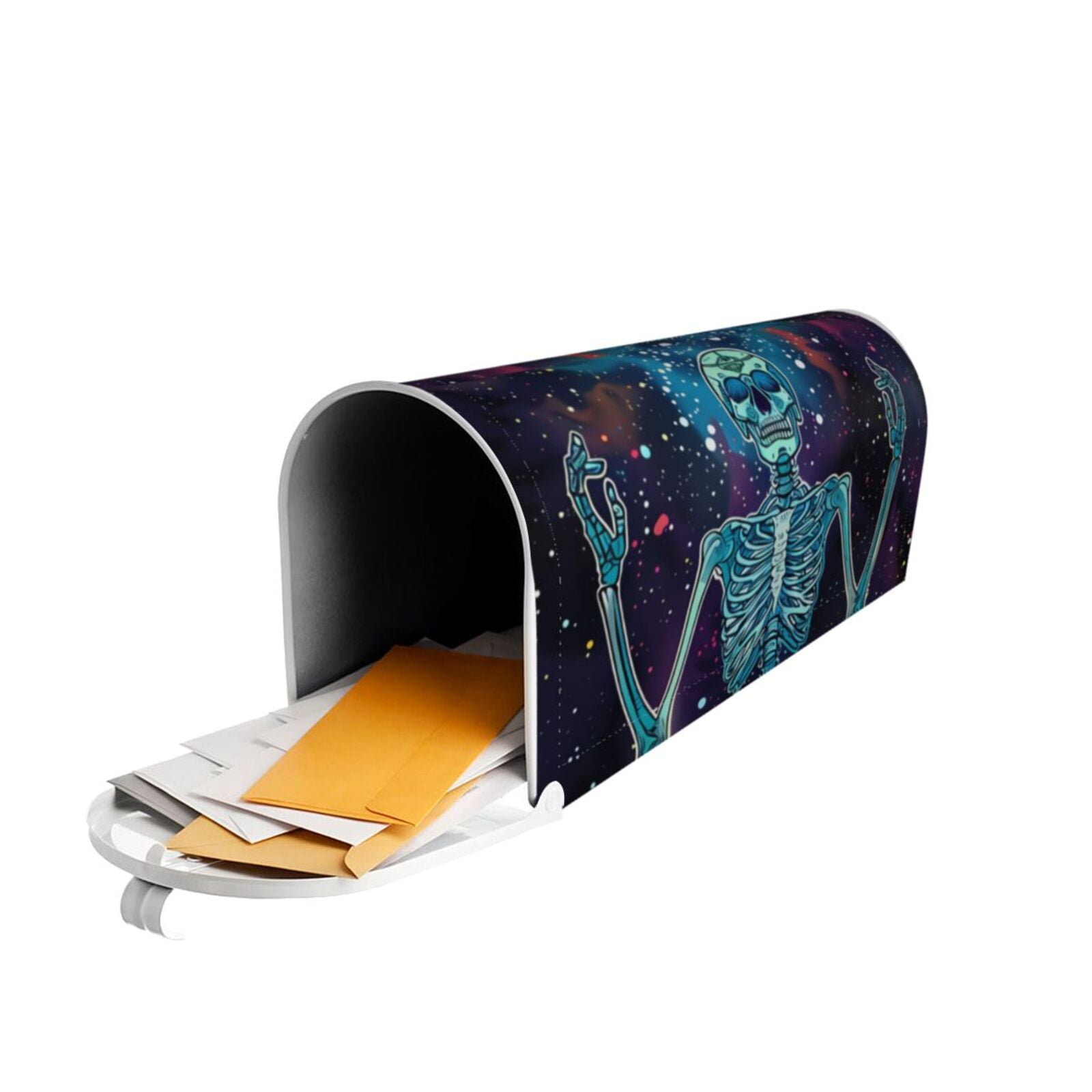 Logiee Space Skeleton Meditation Print Post Letter Box Wrap Decor, Mailbox Cover Suitable for Standard Mailbox and Large Size Mailbox,Outdoor Yard Decoration-25.5x21 in