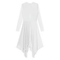 thumbnail image 7 of Aiihoo Women Praise Tunic Overlay Long Sleeve Metallic Patchwork Lyrical Dance Dress White L, 7 of 7