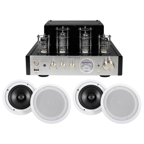 Rockville BluTube Tube Amplifier/Home Theater Receiver (4) 8" Ceiling Speakers