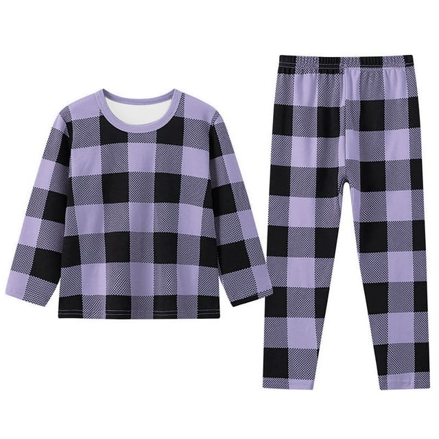 WEAIXIMIUNG Ensemble de Pyjamas d'Hiver à Carreaux pour Enfants Garçons Filles 2-3 Ans