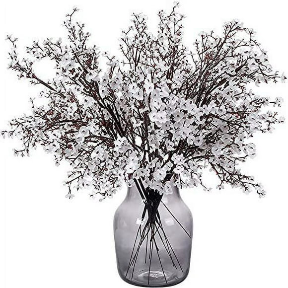 Nvzi 12 Bundles Fake Flowers Fall Decor Faux Babys Breath Artificial Gypsophila Silk Flowers Bulk Floral Bouquets for Home Bedroom DIY Wedding Party Christmas Decorations(White)