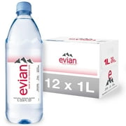 evian Natural Spring Water, Naturally Filtered Spring Water in Large Bottles, 33.81 Fl Oz 33.81 Fl Oz (Pack of 12)