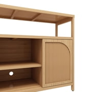 GDF Studio Bamboo Sideboard Storage Cabinet with 2 Doors and Open Shelves, Natural